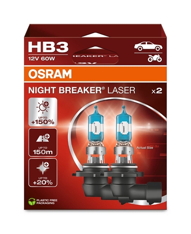  SET 2 BECURI HB3 12V60W NIGHT BREAKER LASER NEXTGEN 150%